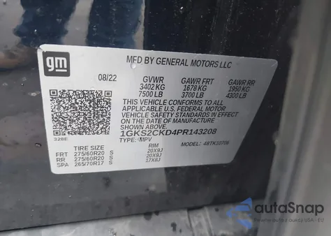 2023 GMC Yukon 4Wd At4 из США, поврежденный, VIN 1GKS2CKD4PR143208